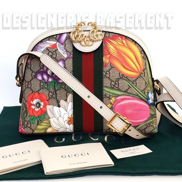 GUCCI Ophidia GG Marmont logo Supreme Flora white leather crossbody Shoulder Bag - Picture 2 of 15
